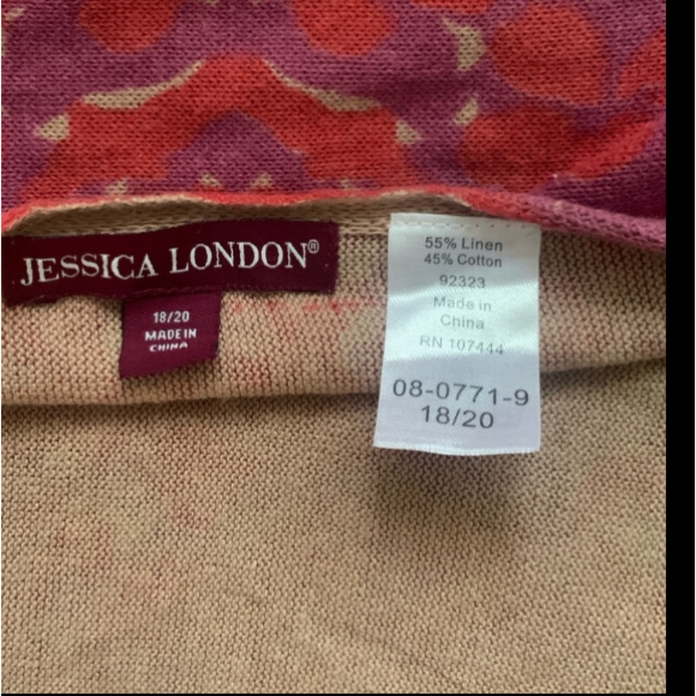 Jessica London Chic Red and Beige Patterned Shawl Cardigan Sweater Size 18-20 - Picture 10 of 10